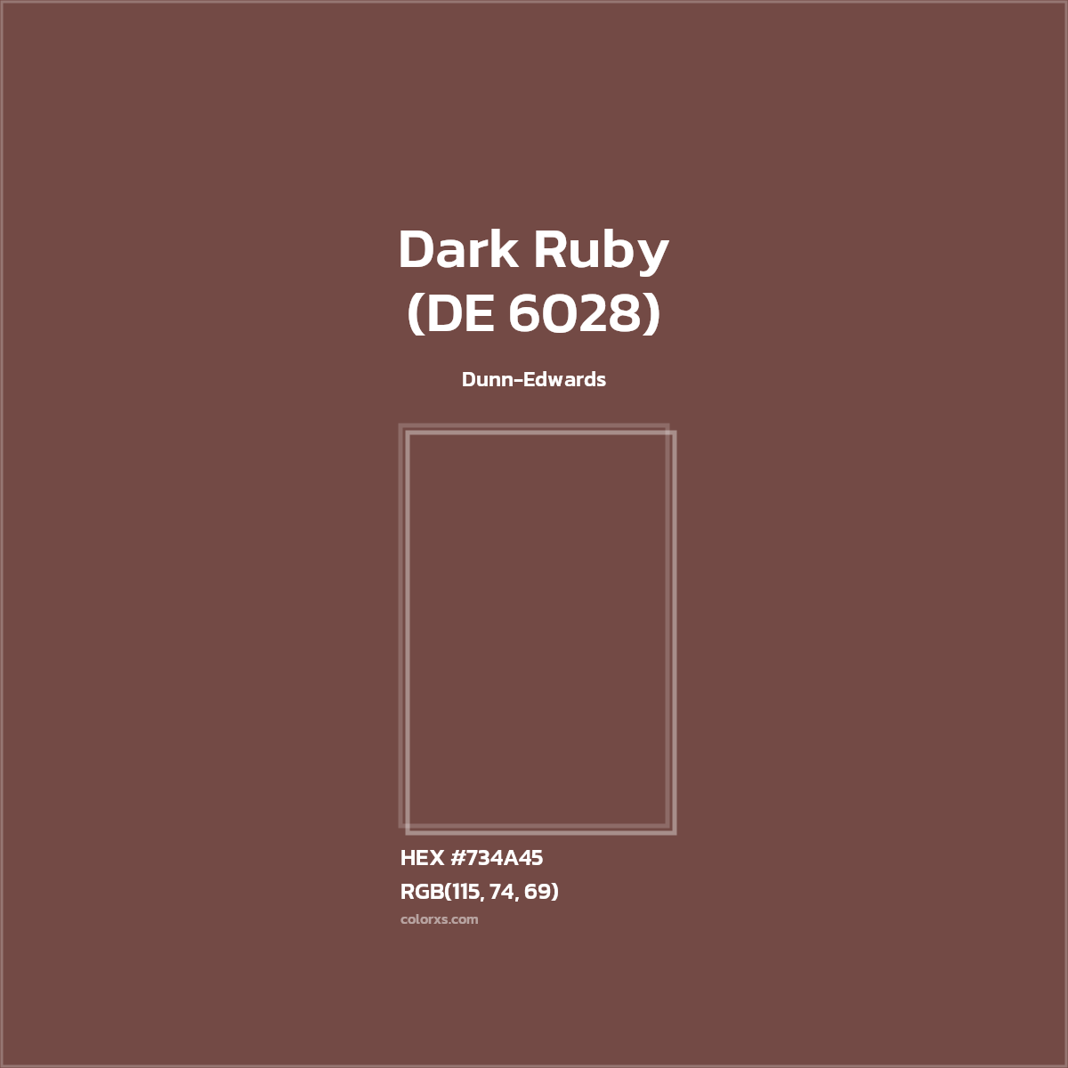 #734A45 Dark Ruby (DE 6028) Paint Dunn-Edwards - Color codes and meaning | Matching colors and paints