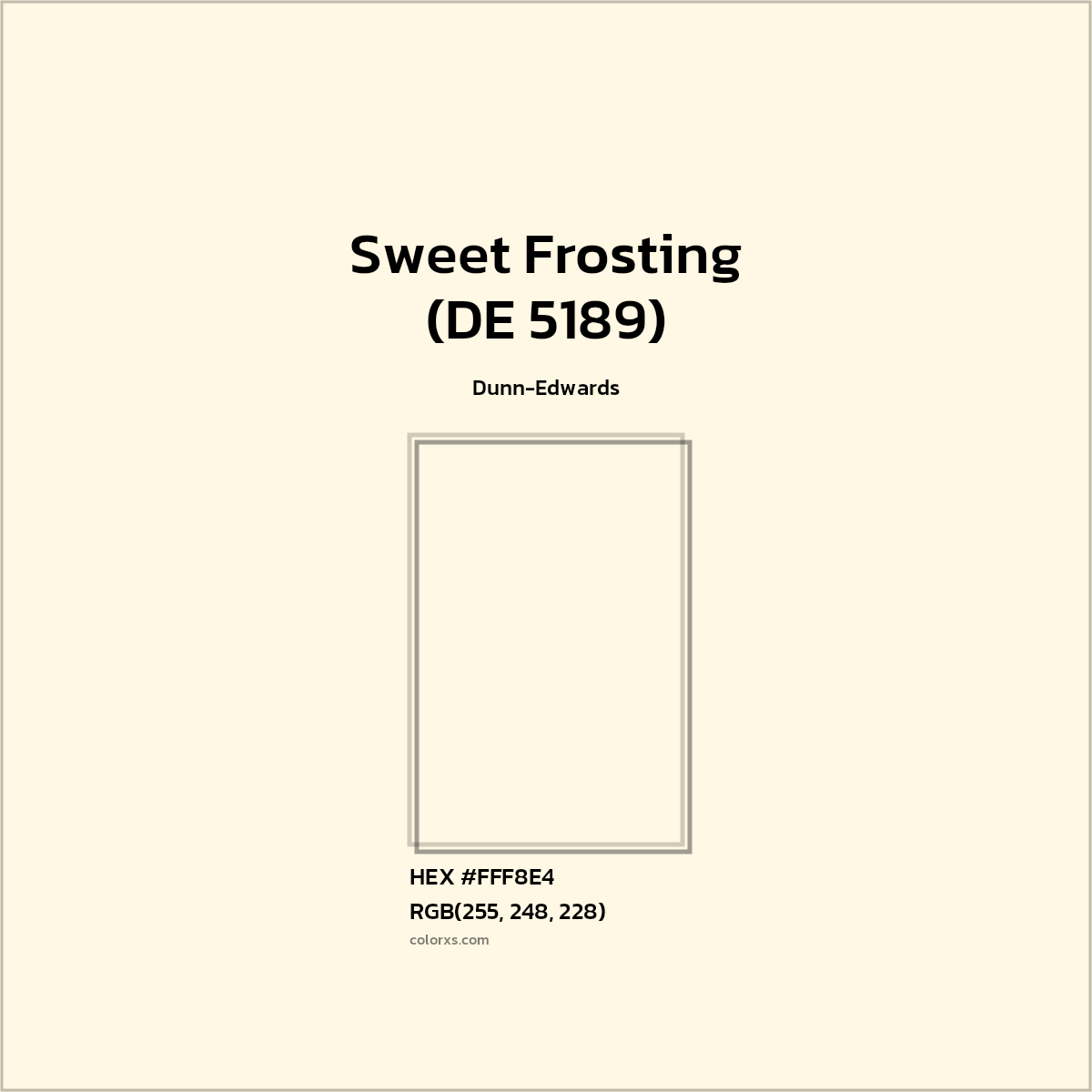 #FFF8E4 Sweet Frosting (DE 5189) Paint Dunn-Edwards - Color codes and meaning | Matching colors and paints
