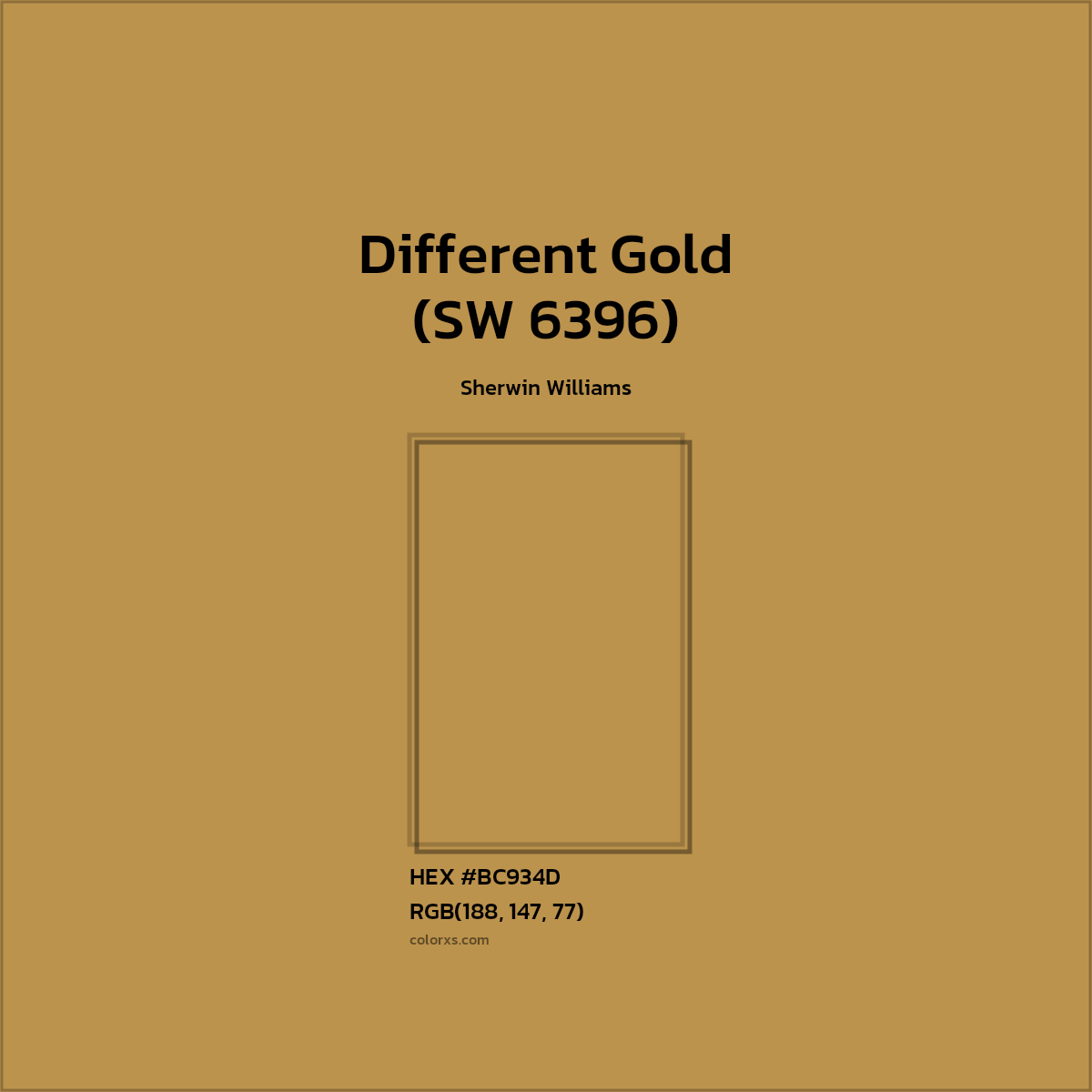 #BC934D Different Gold (SW 6396) Paint Sherwin Williams - Color codes and meaning | Matching colors and paints