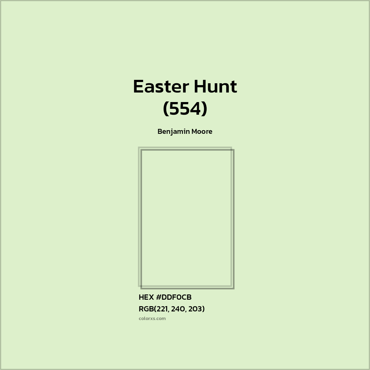 #DDF0CB Easter Hunt (554) Paint Benjamin Moore - Color codes and meaning | Matching colors and paints
