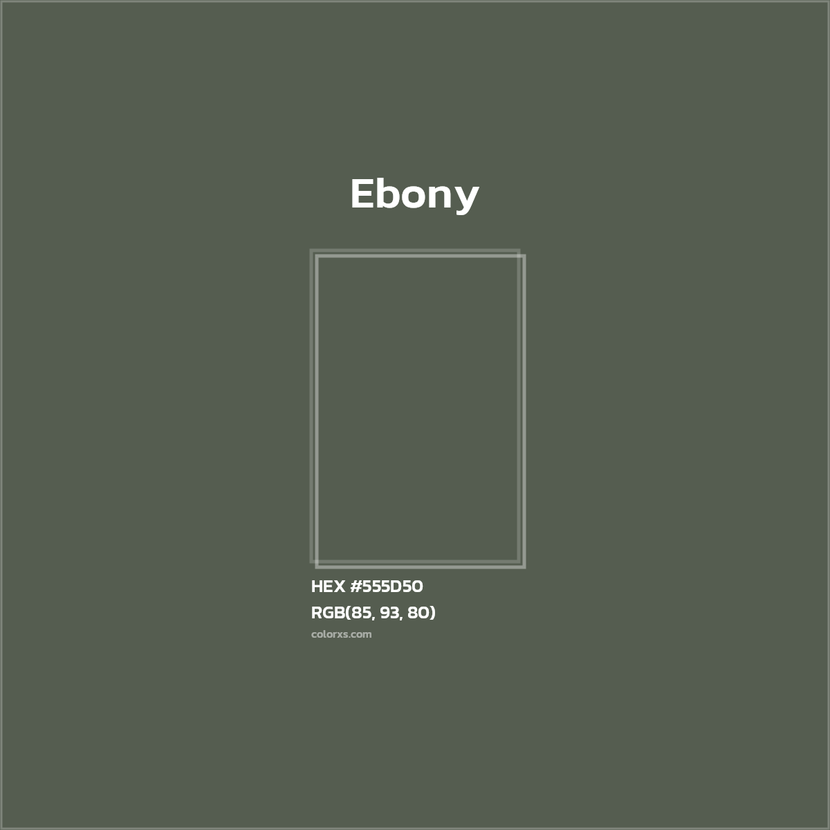 #555D50 Ebony Color  - Color codes and meaning | Matching colors and paints