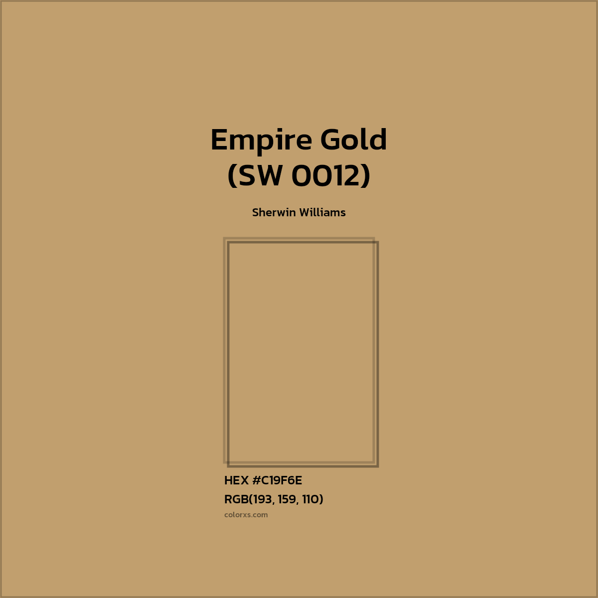 #C19F6E Empire Gold (SW 0012) Paint Sherwin Williams - Color codes and meaning | Matching colors and paints