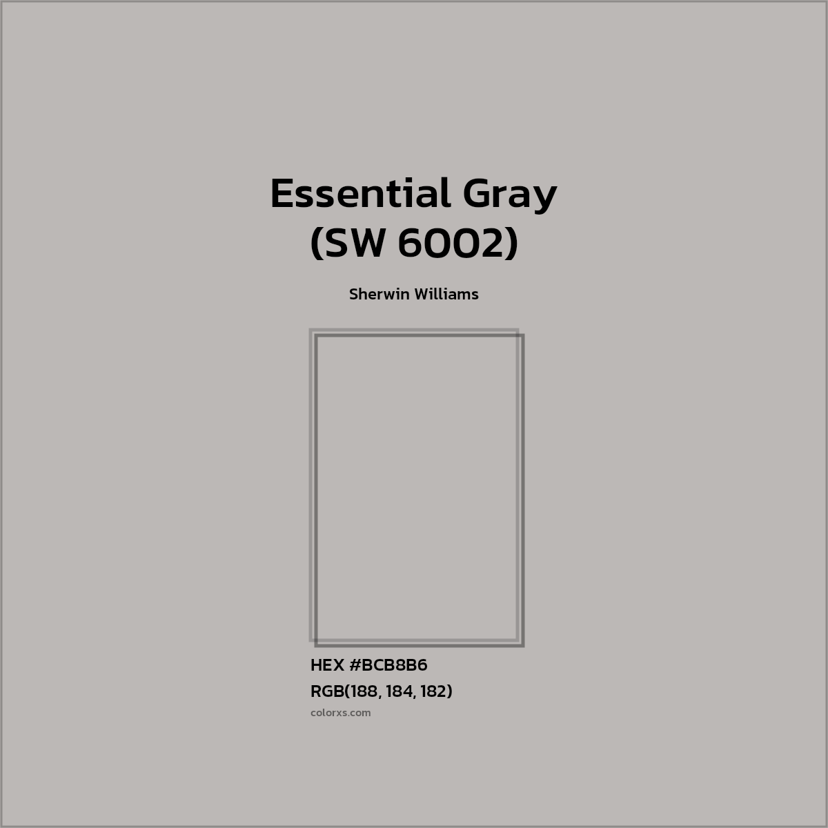 #BCB8B6 Essential Gray (SW 6002) Paint Sherwin Williams - Color codes and meaning | Matching colors and paints