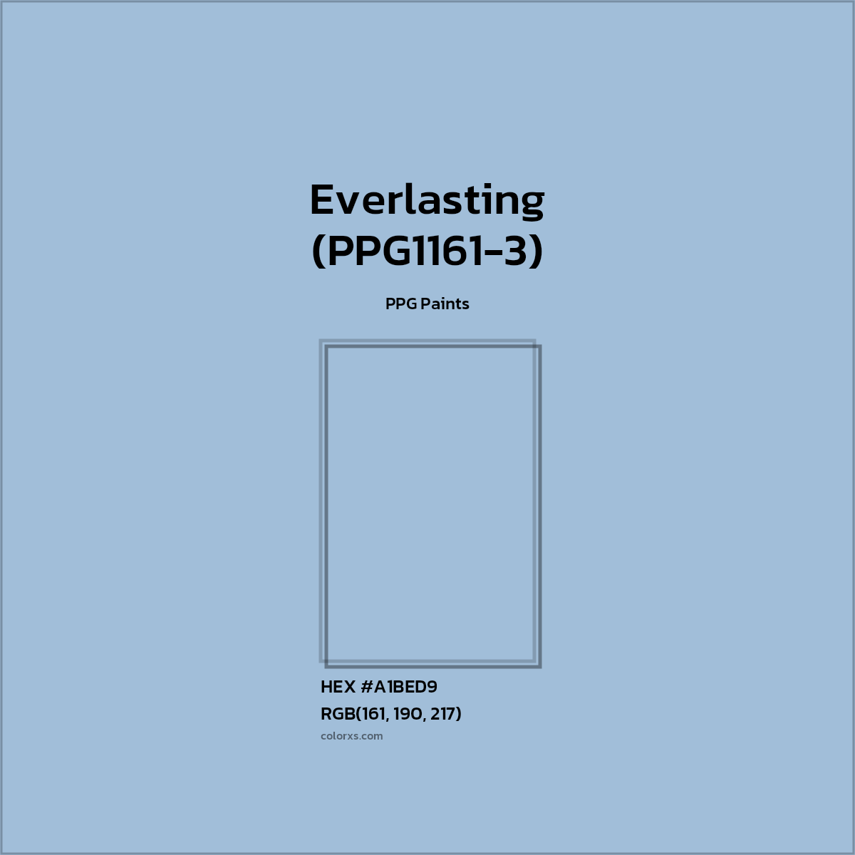 #A1BED9 Everlasting (PPG1161-3) Paint PPG Paints - Color codes and meaning | Matching colors and paints
