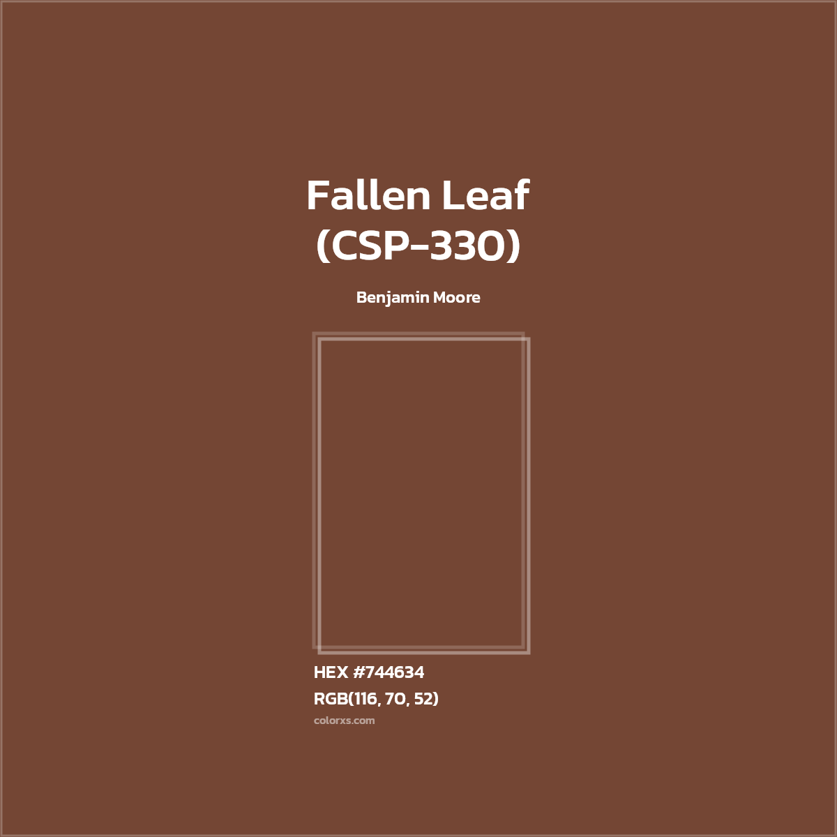 #744634 Fallen Leaf (CSP-330) Paint Benjamin Moore - Color codes and meaning | Matching colors and paints