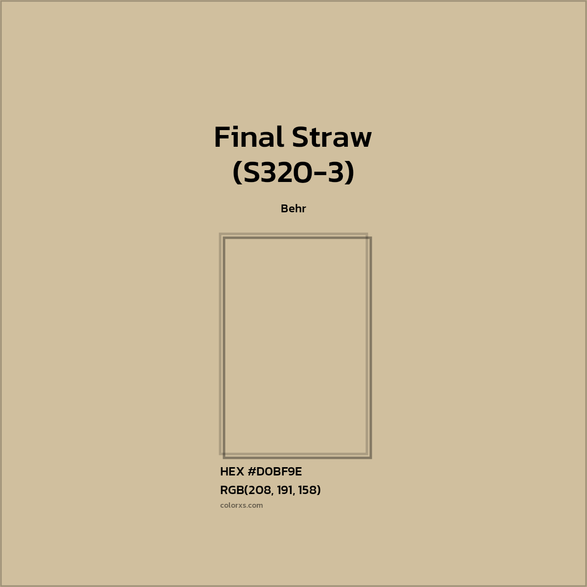 #D0BF9E Final Straw (S320-3) Paint Behr - Color codes and meaning | Matching colors and paints