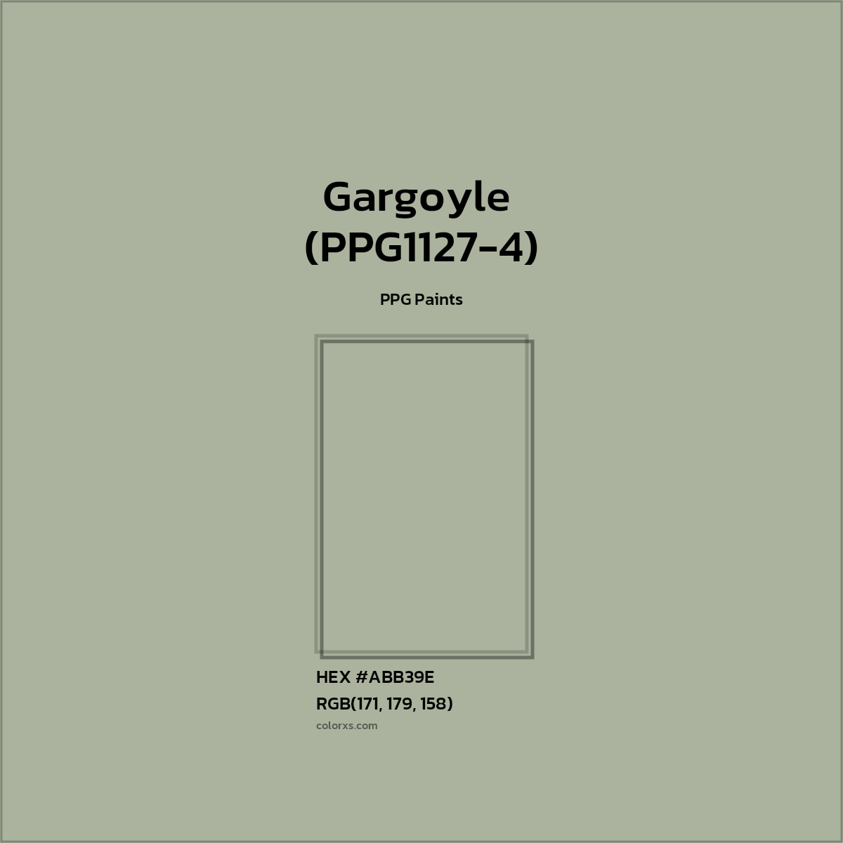 #ABB39E Gargoyle  (PPG1127-4) Paint PPG Paints - Color codes and meaning | Matching colors and paints