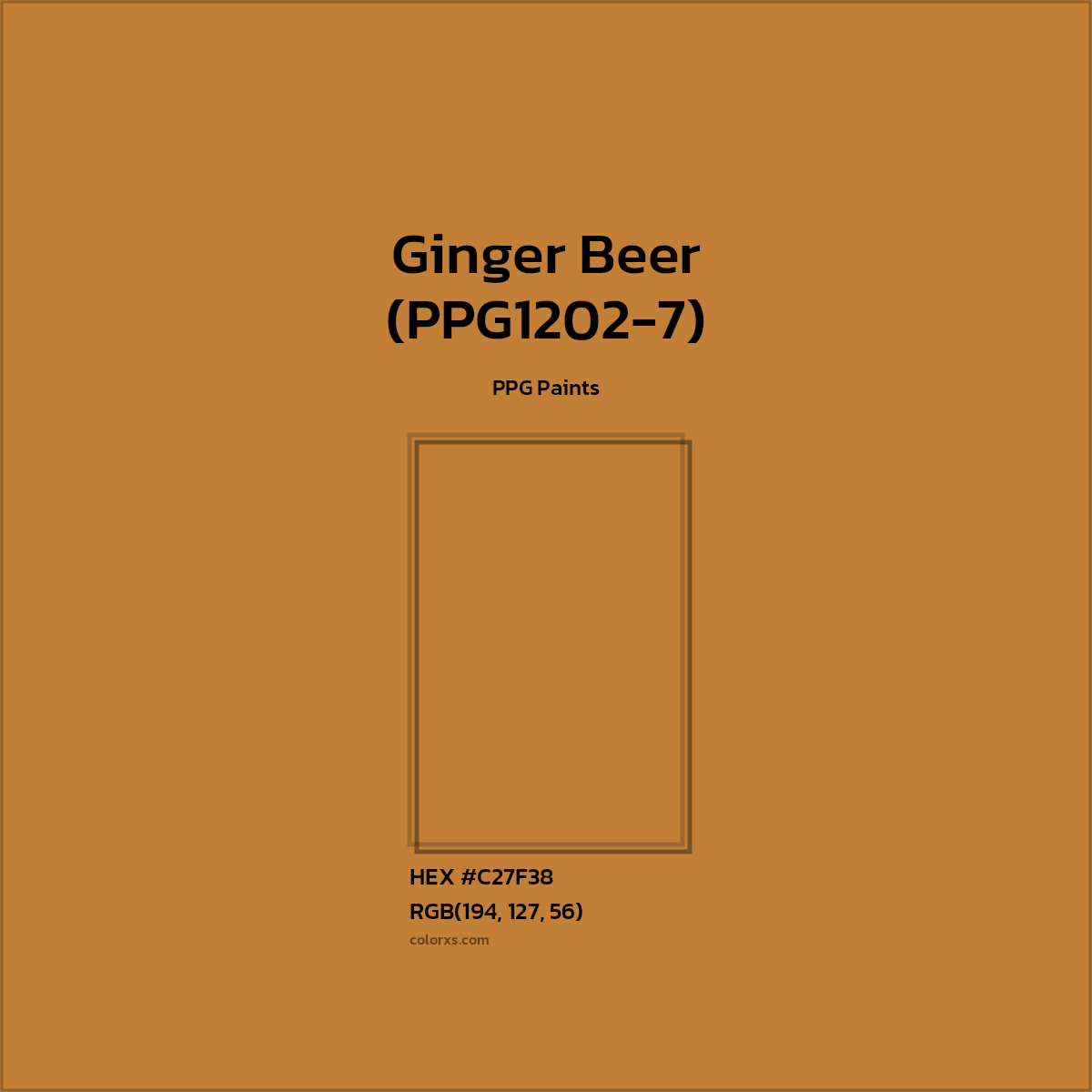 #C27F38 Ginger Beer (PPG1202-7) Paint PPG Paints - Color codes and meaning | Matching colors and paints