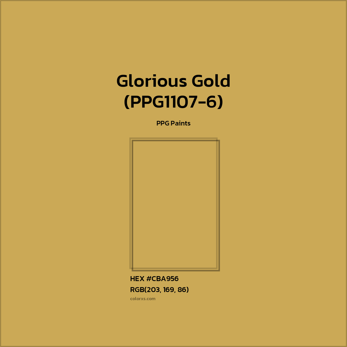 #CBA956 Glorious Gold (PPG1107-6) Paint PPG Paints - Color codes and meaning | Matching colors and paints