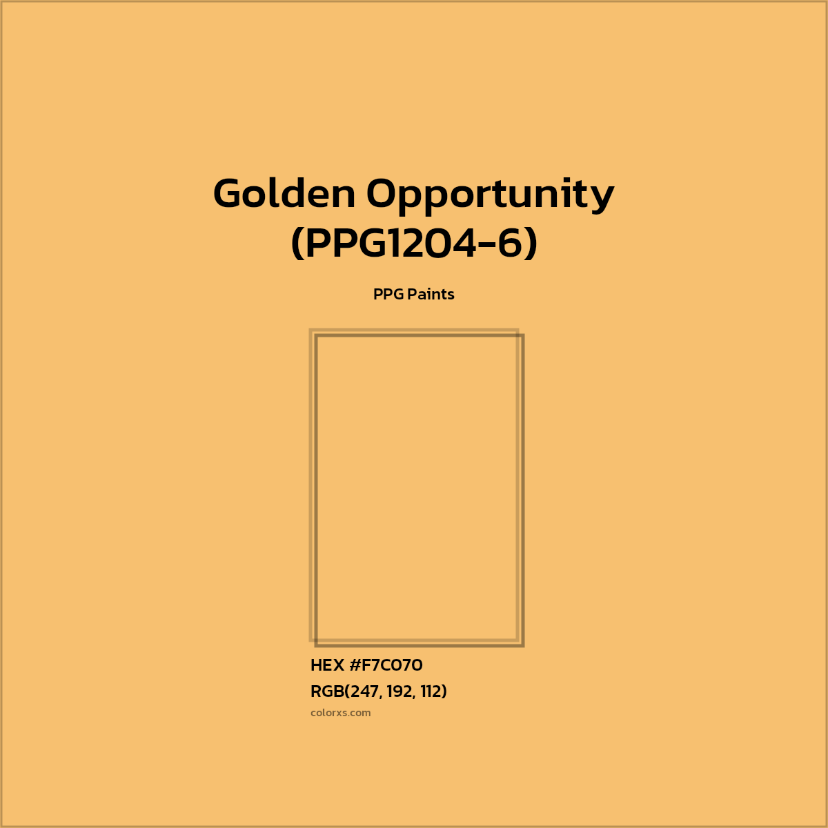 #F7C070 Golden Opportunity (PPG1204-6) Paint PPG Paints - Color codes and meaning | Matching colors and paints