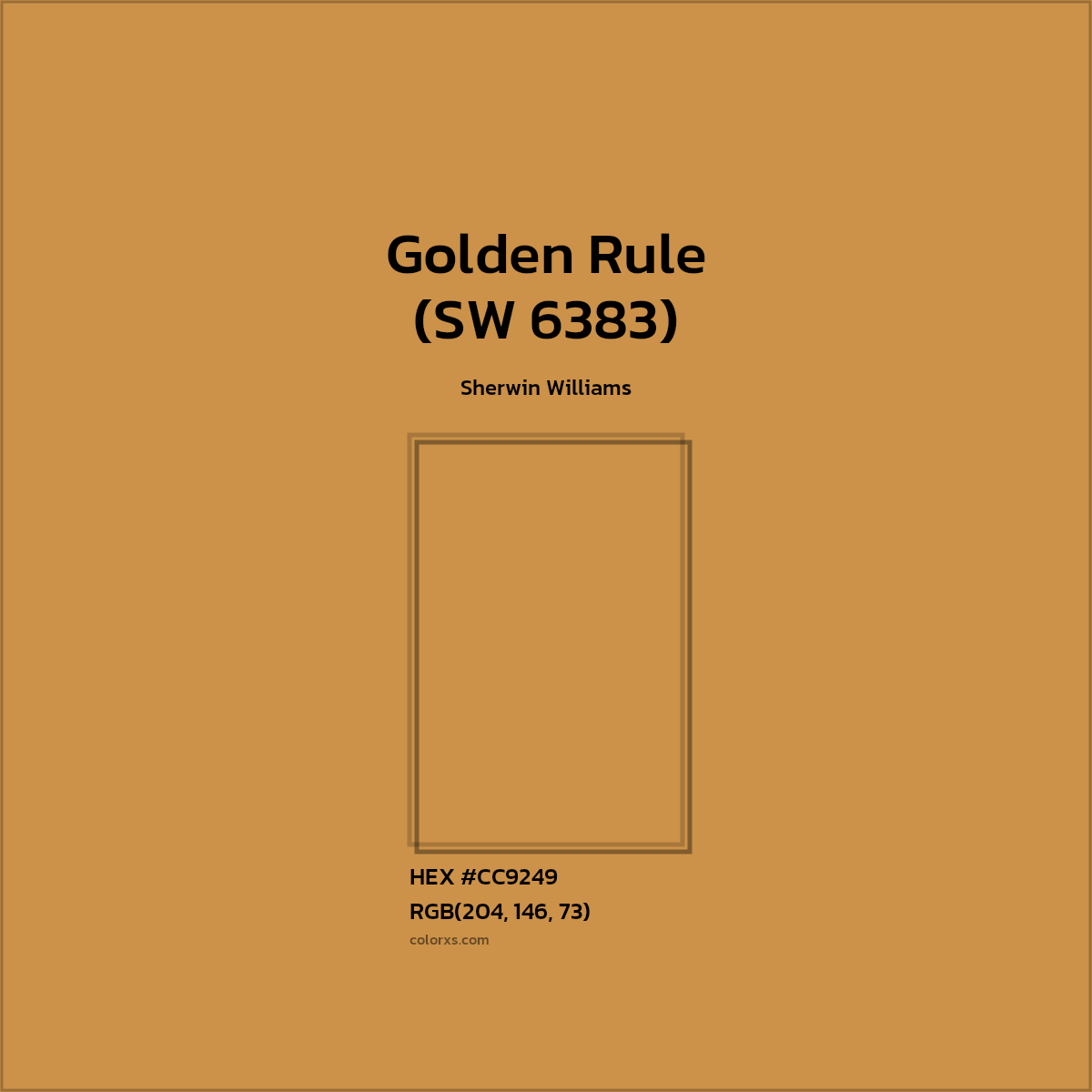 #CC9249 Golden Rule (SW 6383) Paint Sherwin Williams - Color codes and meaning | Matching colors and paints