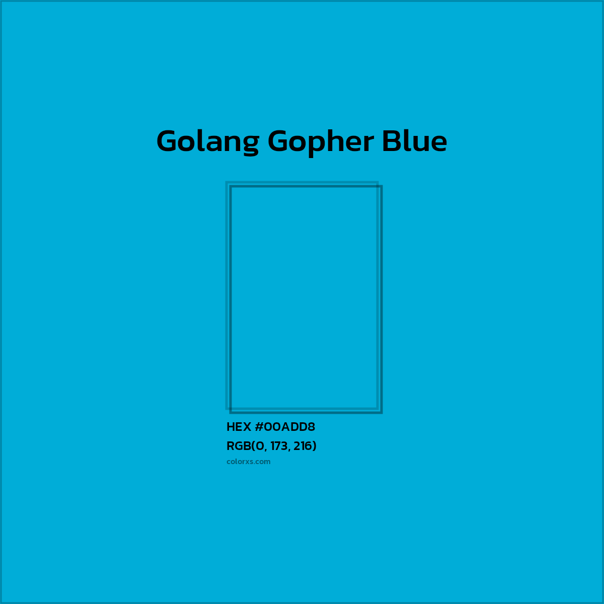 #00ADD8 Golang Gopher Blue Other Brand - Color codes and meaning | Matching colors and paints