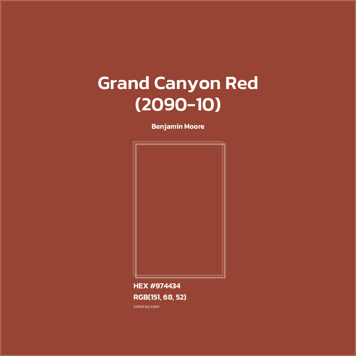 #974434 Grand Canyon Red (2090-10) Paint Benjamin Moore - Color codes and meaning | Matching colors and paints