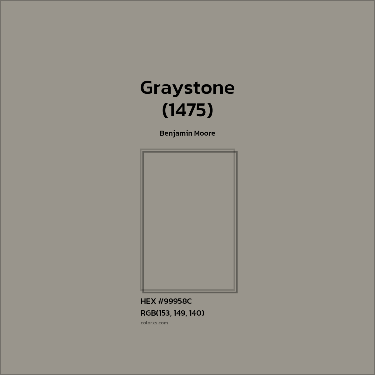 #99958C Graystone (1475) Paint Benjamin Moore - Color codes and meaning | Matching colors and paints