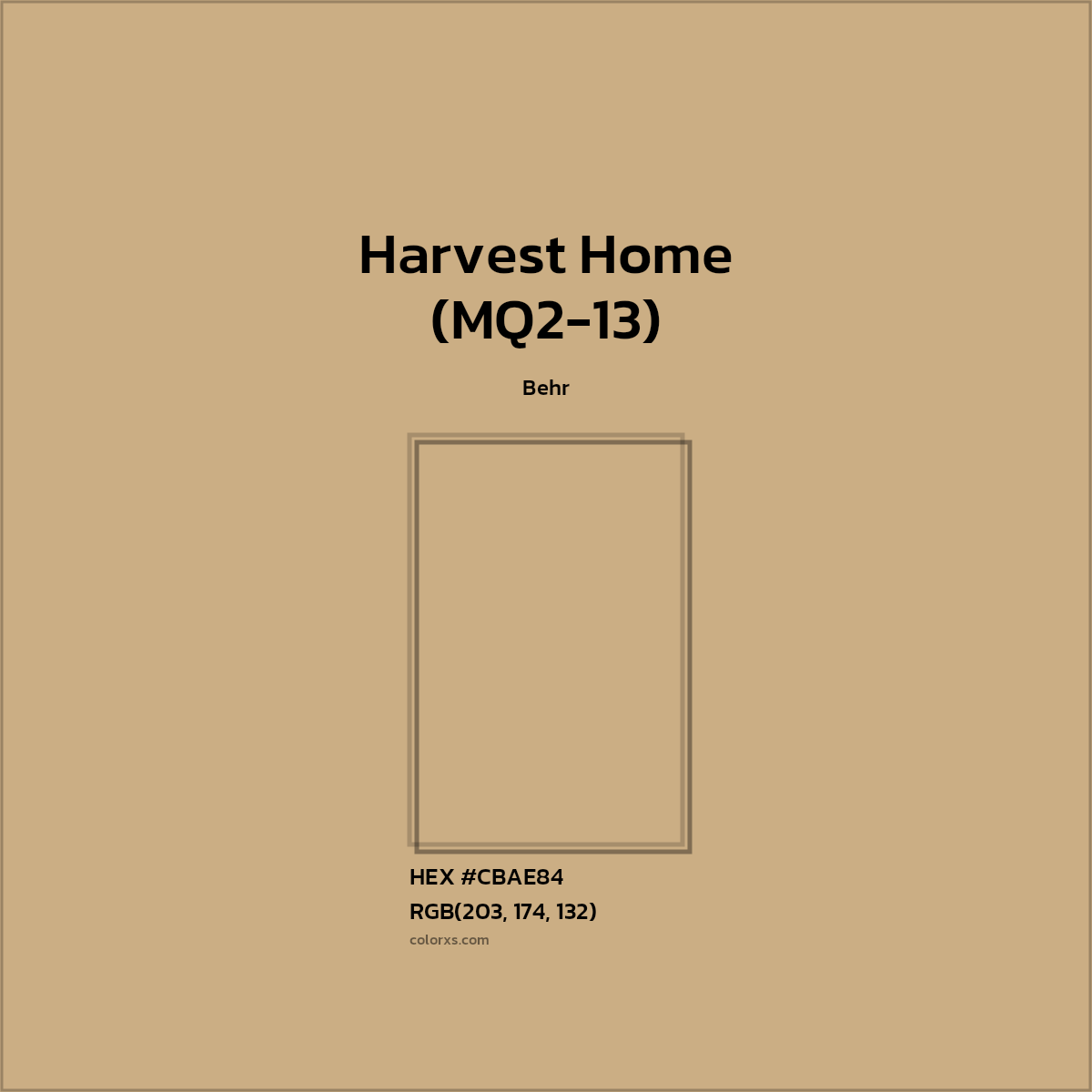 #CBAE84 Harvest Home (MQ2-13) Paint Behr - Color codes and meaning | Matching colors and paints