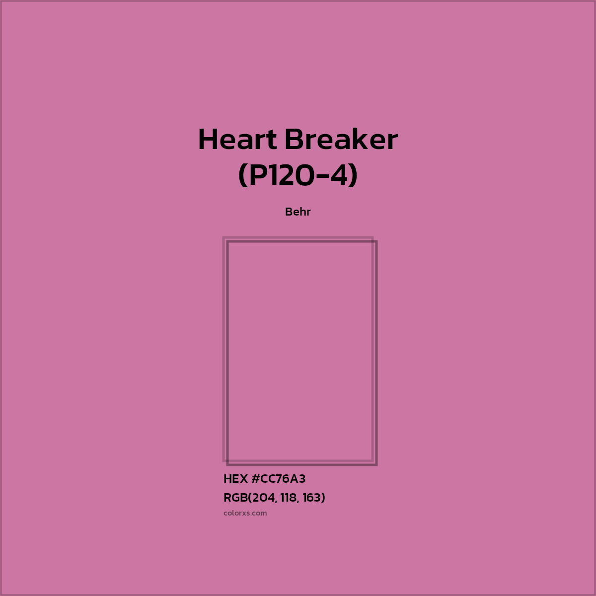 #CC76A3 Heart Breaker (P120-4) Paint Behr - Color codes and meaning | Matching colors and paints