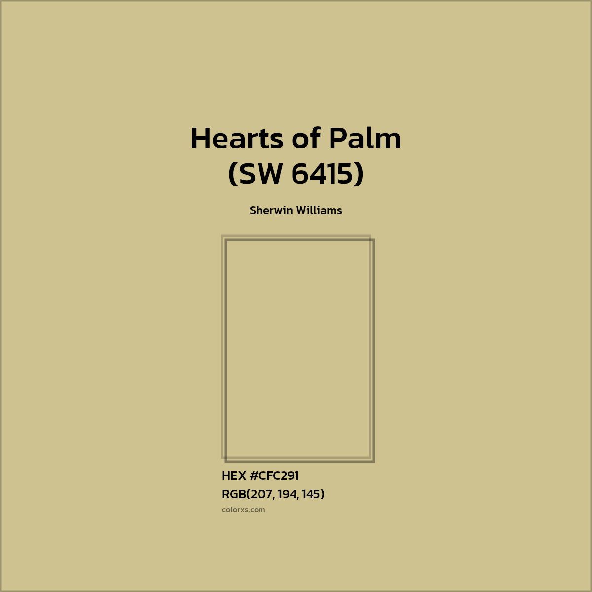 #CFC291 Hearts of Palm (SW 6415) Paint Sherwin Williams - Color codes and meaning | Matching colors and paints