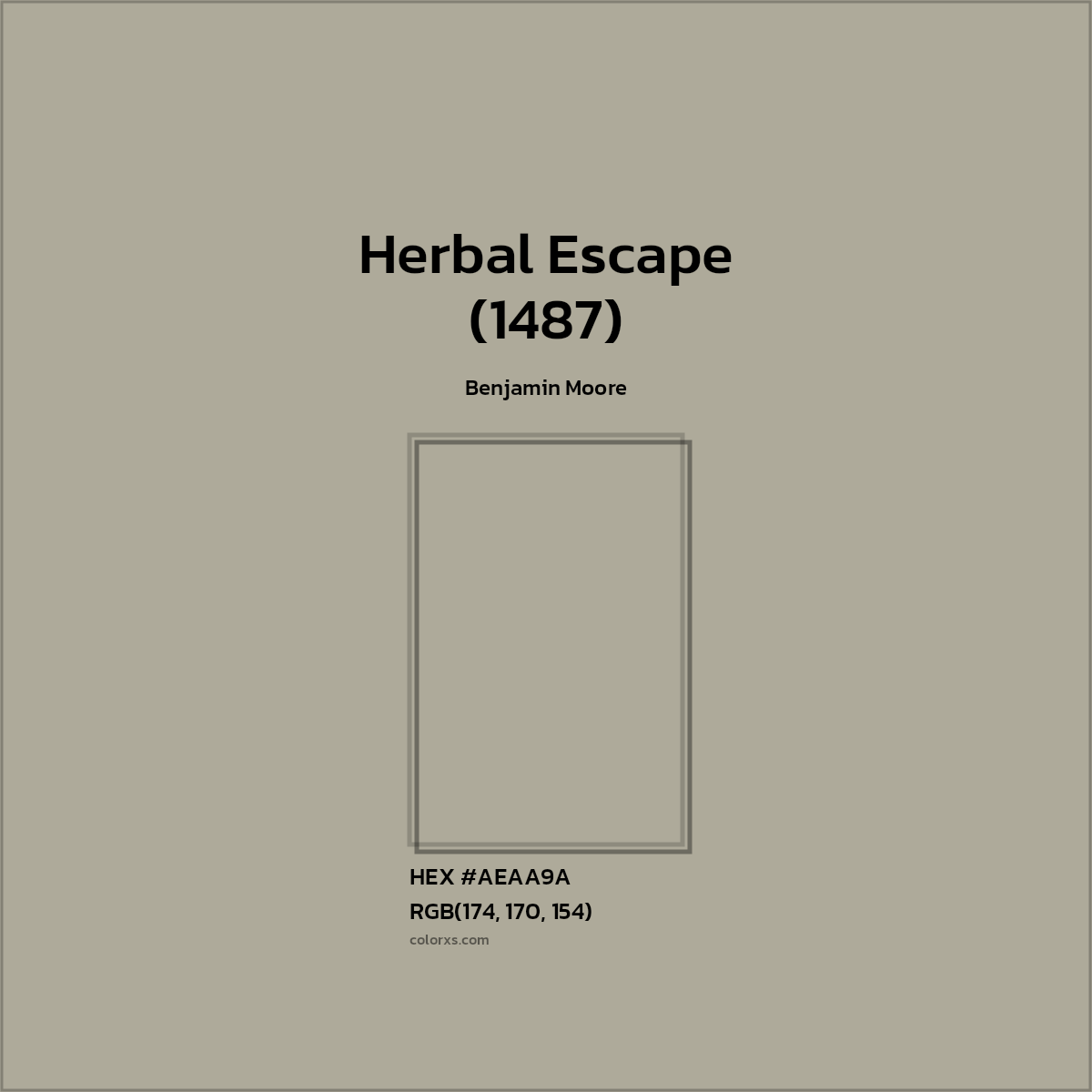 #AEAA9A Herbal Escape (1487) Paint Benjamin Moore - Color codes and meaning | Matching colors and paints