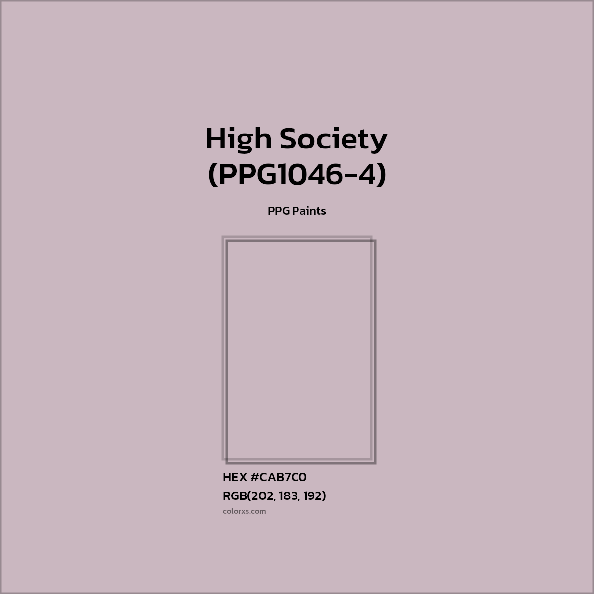 #CAB7C0 High Society (PPG1046-4) Paint PPG Paints - Color codes and meaning | Matching colors and paints