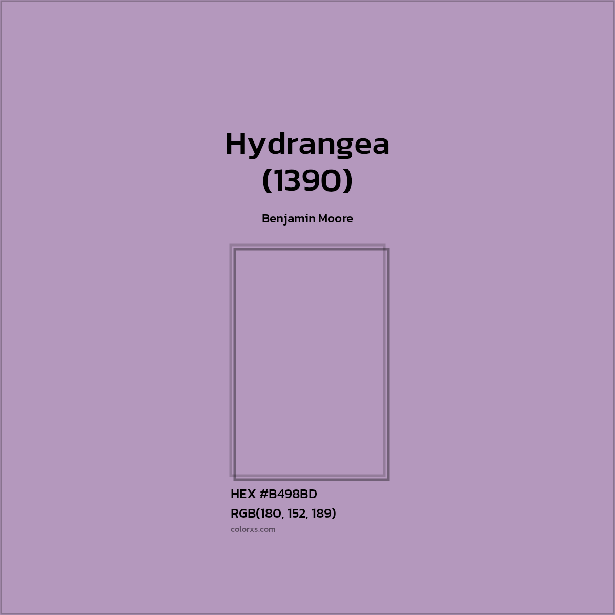 #B498BD Hydrangea (1390) Paint Benjamin Moore - Color codes and meaning | Matching colors and paints