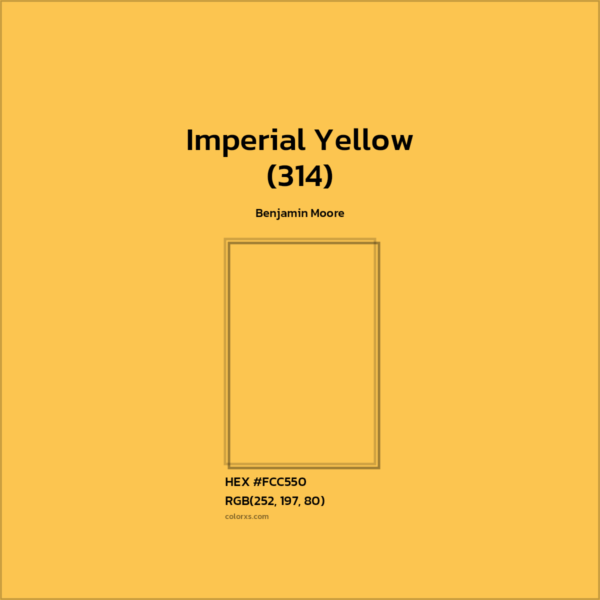 #FCC550 Imperial Yellow (314) Paint Benjamin Moore - Color codes and meaning | Matching colors and paints