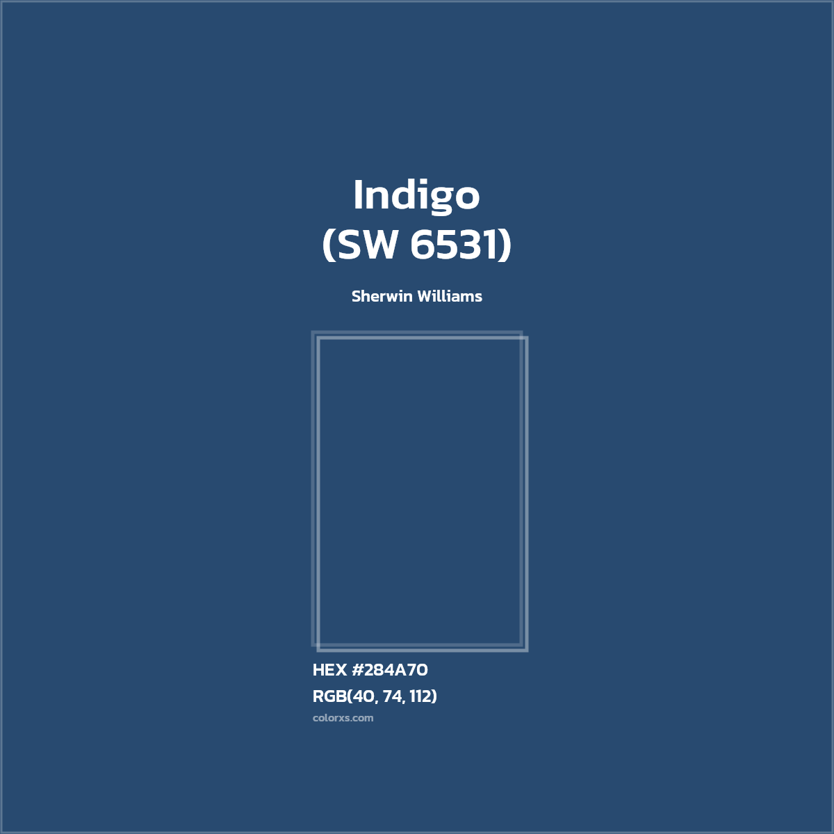 #284A70 Indigo (SW 6531) Paint Sherwin Williams - Color codes and meaning | Matching colors and paints