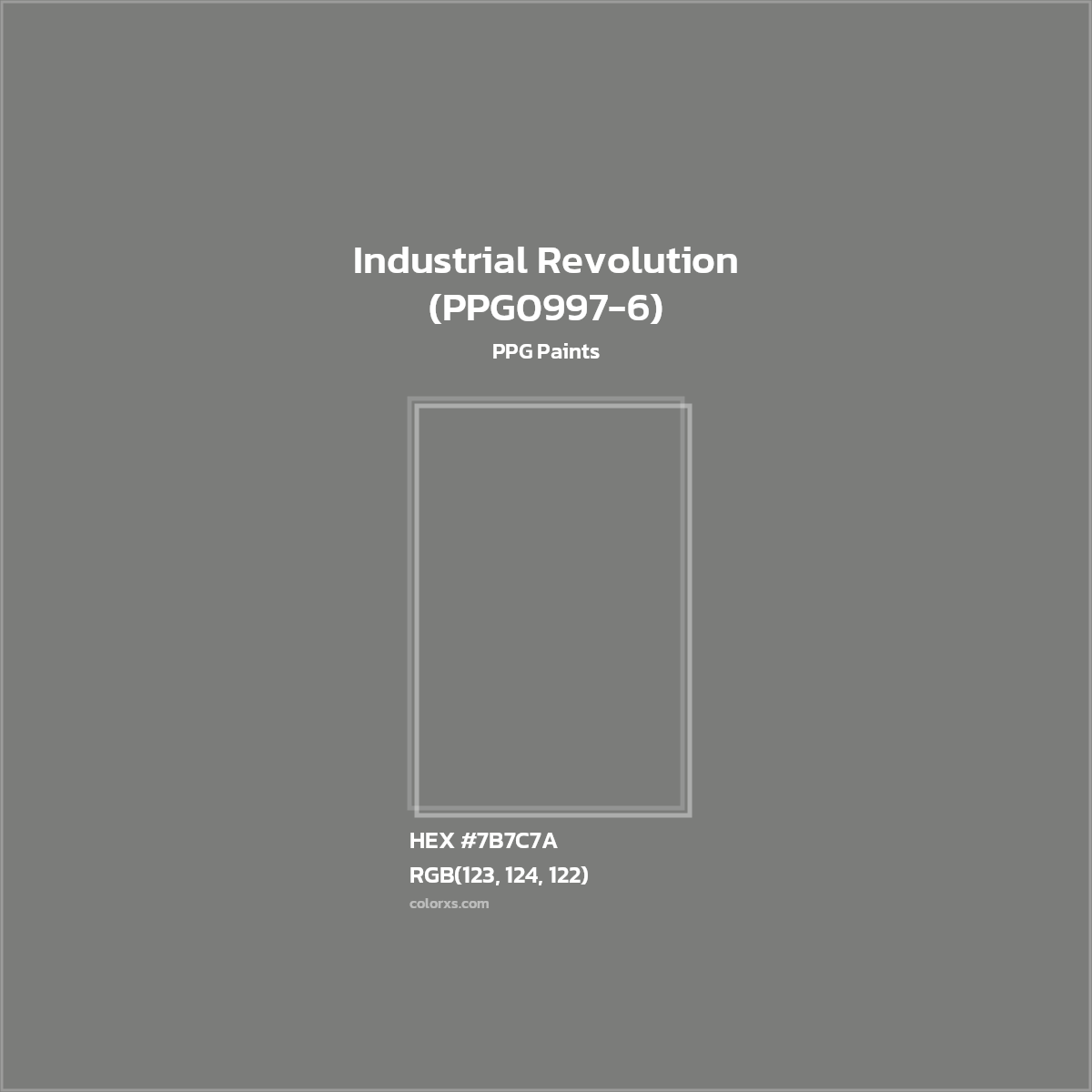 #7B7C7A Industrial Revolution (PPG0997-6) Paint PPG Paints - Color codes and meaning | Matching colors and paints