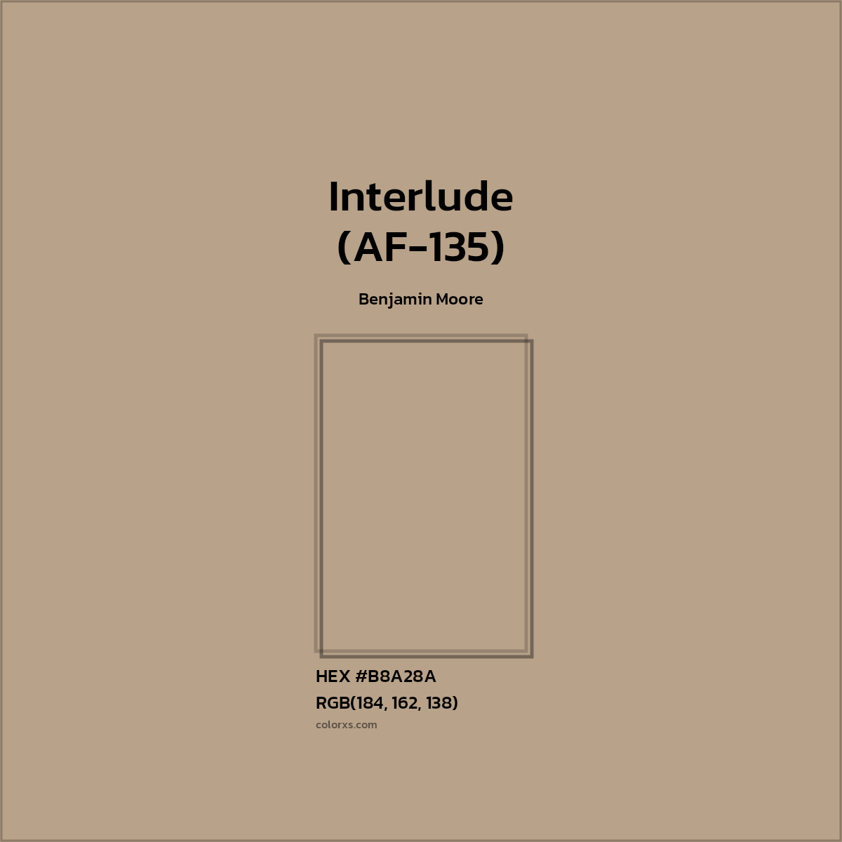 #B8A28A Interlude (AF-135) Paint Benjamin Moore - Color codes and meaning | Matching colors and paints