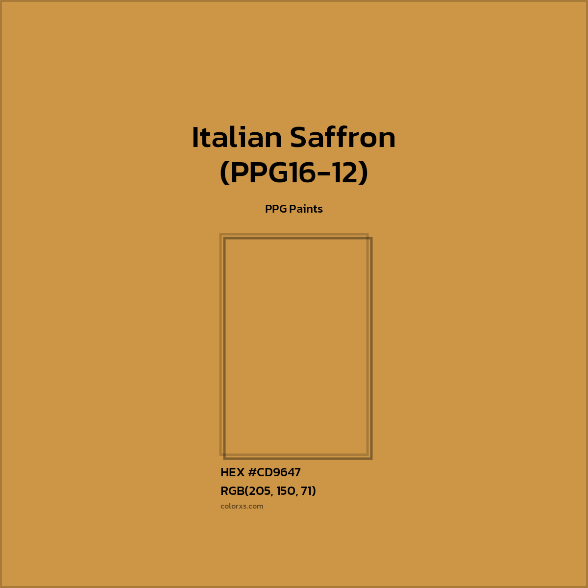 #CD9647 Italian Saffron (PPG16-12) Paint PPG Paints - Color codes and meaning | Matching colors and paints