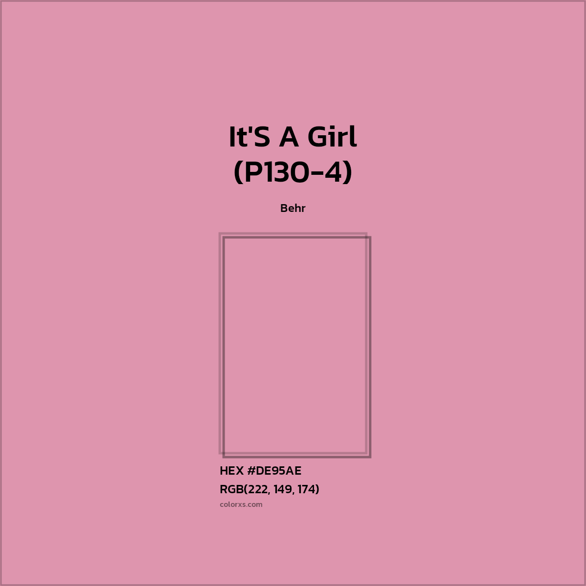 #DE95AE It'S A Girl (P130-4) Paint Behr - Color codes and meaning | Matching colors and paints