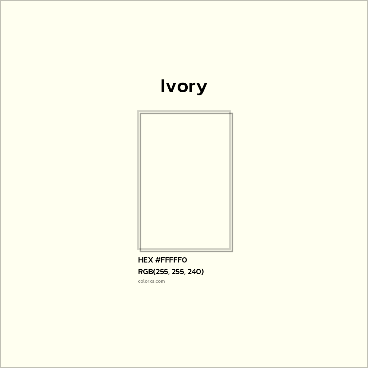 #FFFFF0 Ivory Color  - Color codes and meaning | Matching colors and paints