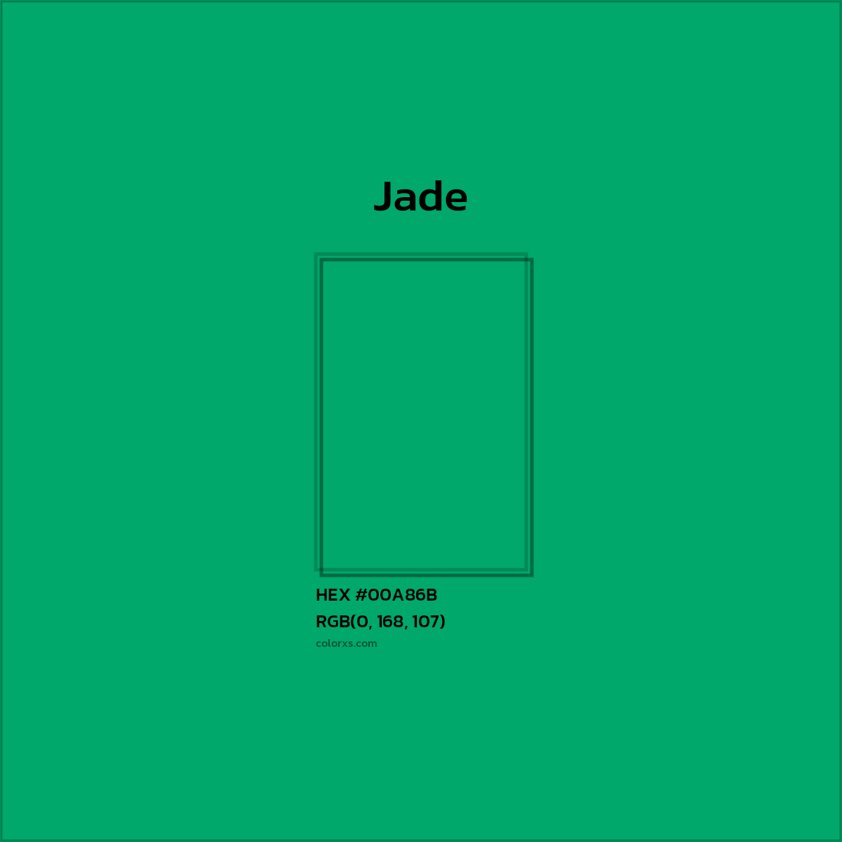 #00A86B Jade Color  - Color codes and meaning | Matching colors and paints