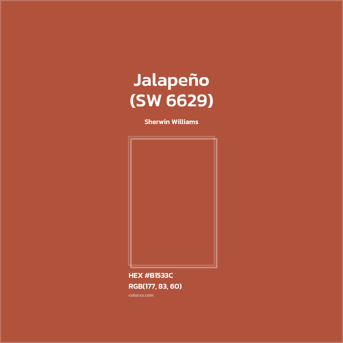 #B1533C Jalapeño (SW 6629) Paint Sherwin Williams - Color codes and meaning | Matching colors and paints