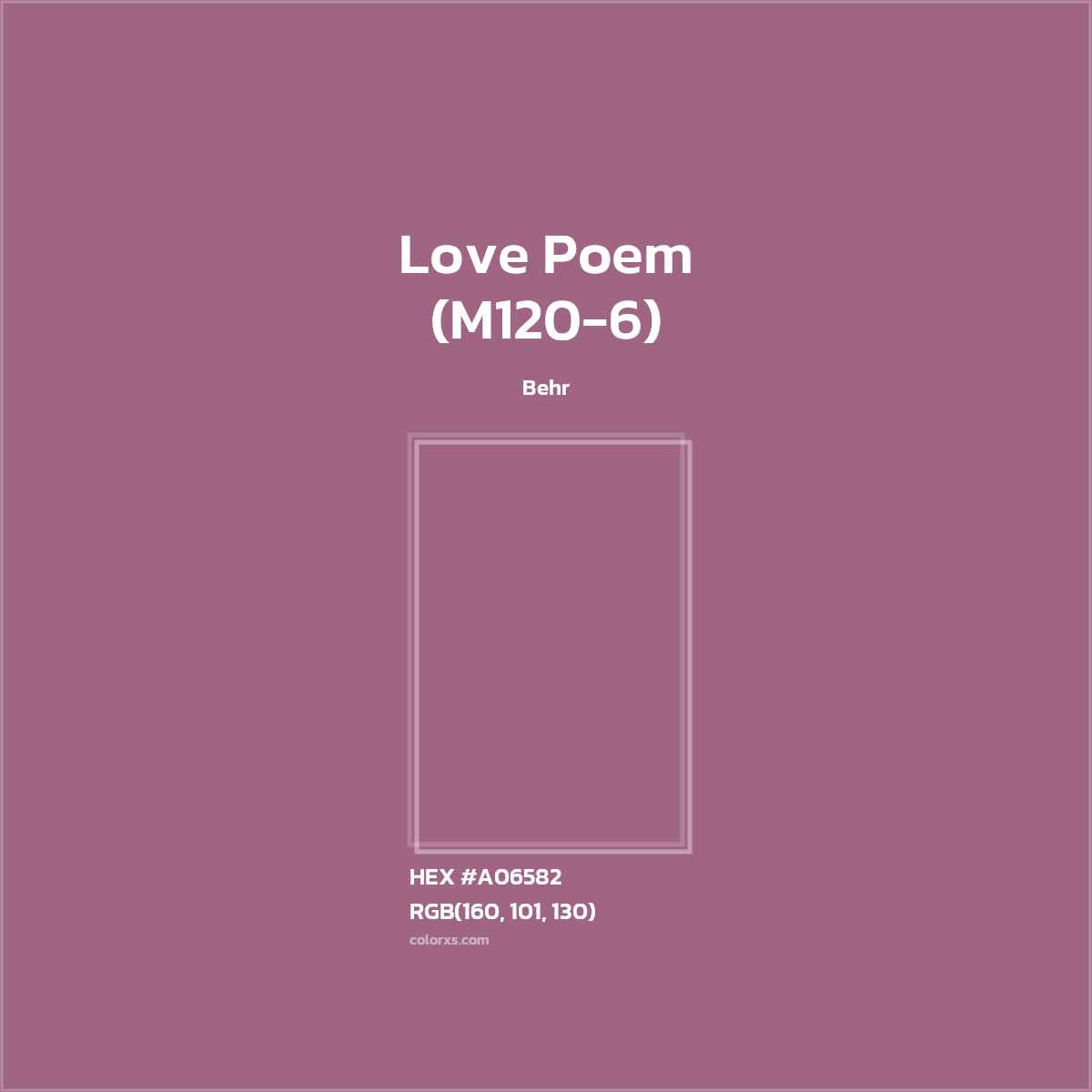 #A06582 Love Poem (M120-6) Paint Behr - Color codes and meaning | Matching colors and paints