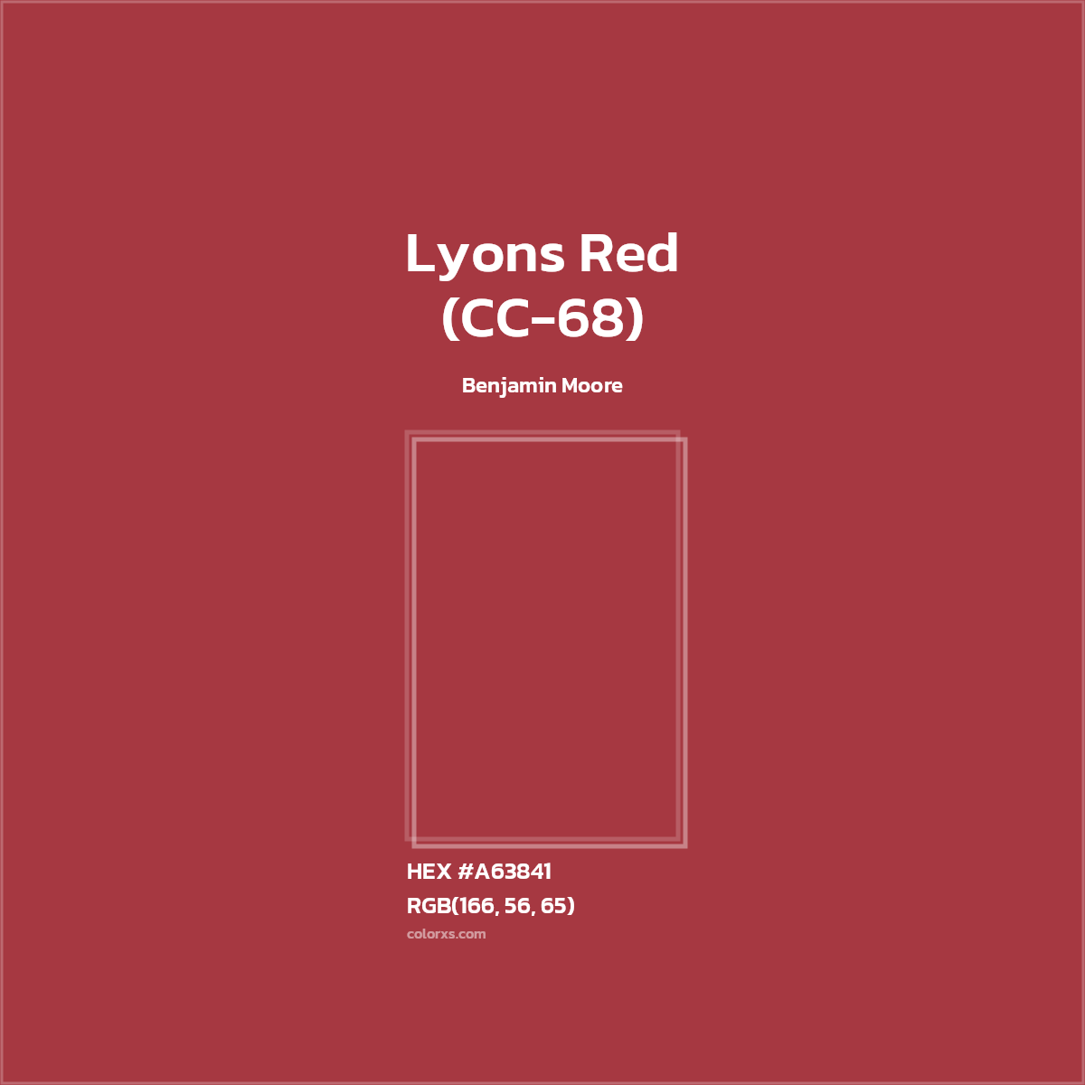 #A63841 Lyons Red (CC-68) Paint Benjamin Moore - Color codes and meaning | Matching colors and paints