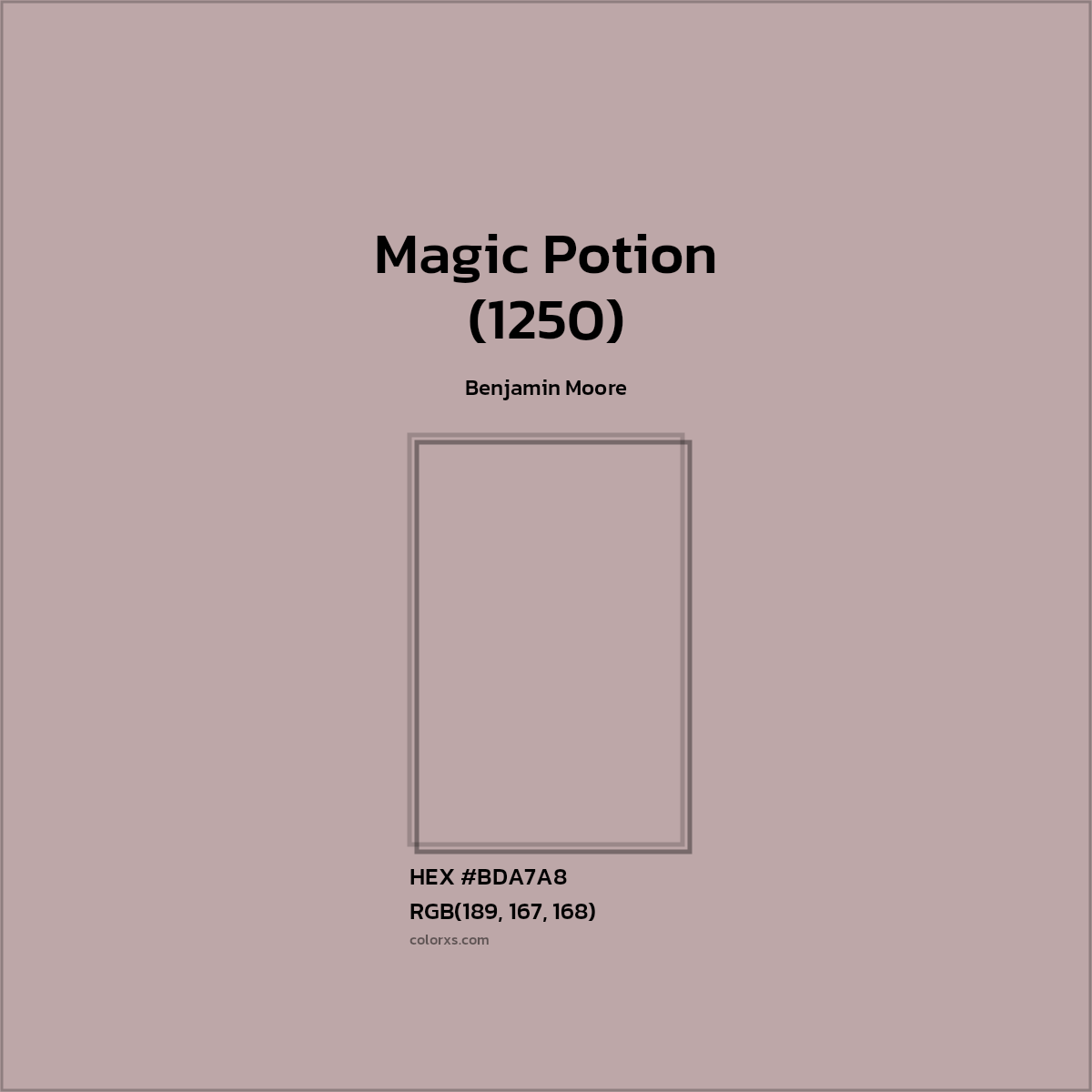 #BDA7A8 Magic Potion (1250) Paint Benjamin Moore - Color codes and meaning | Matching colors and paints