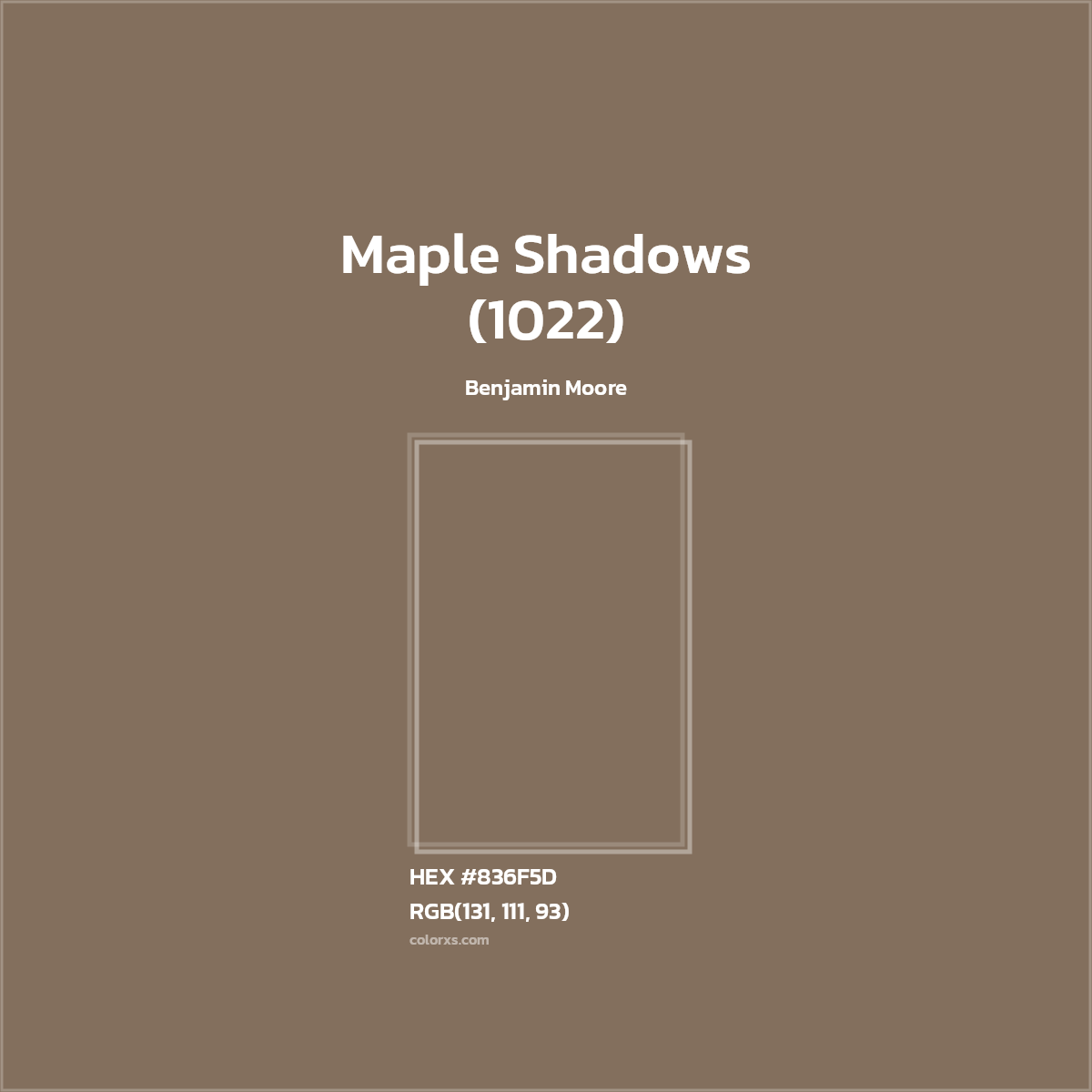 #836F5D Maple Shadows (1022) Paint Benjamin Moore - Color codes and meaning | Matching colors and paints