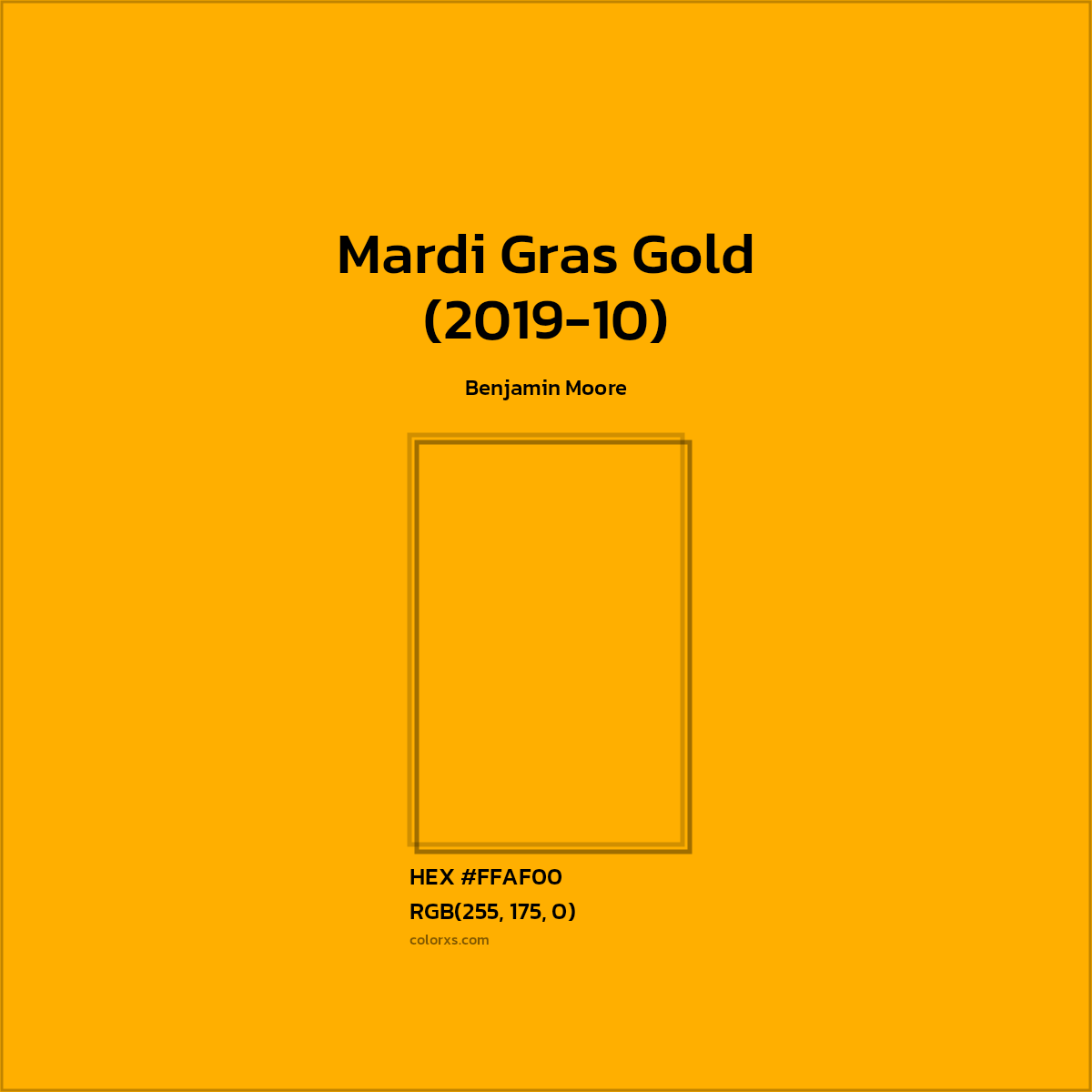 #FFAF00 Mardi Gras Gold (2019-10) Paint Benjamin Moore - Color codes and meaning | Matching colors and paints