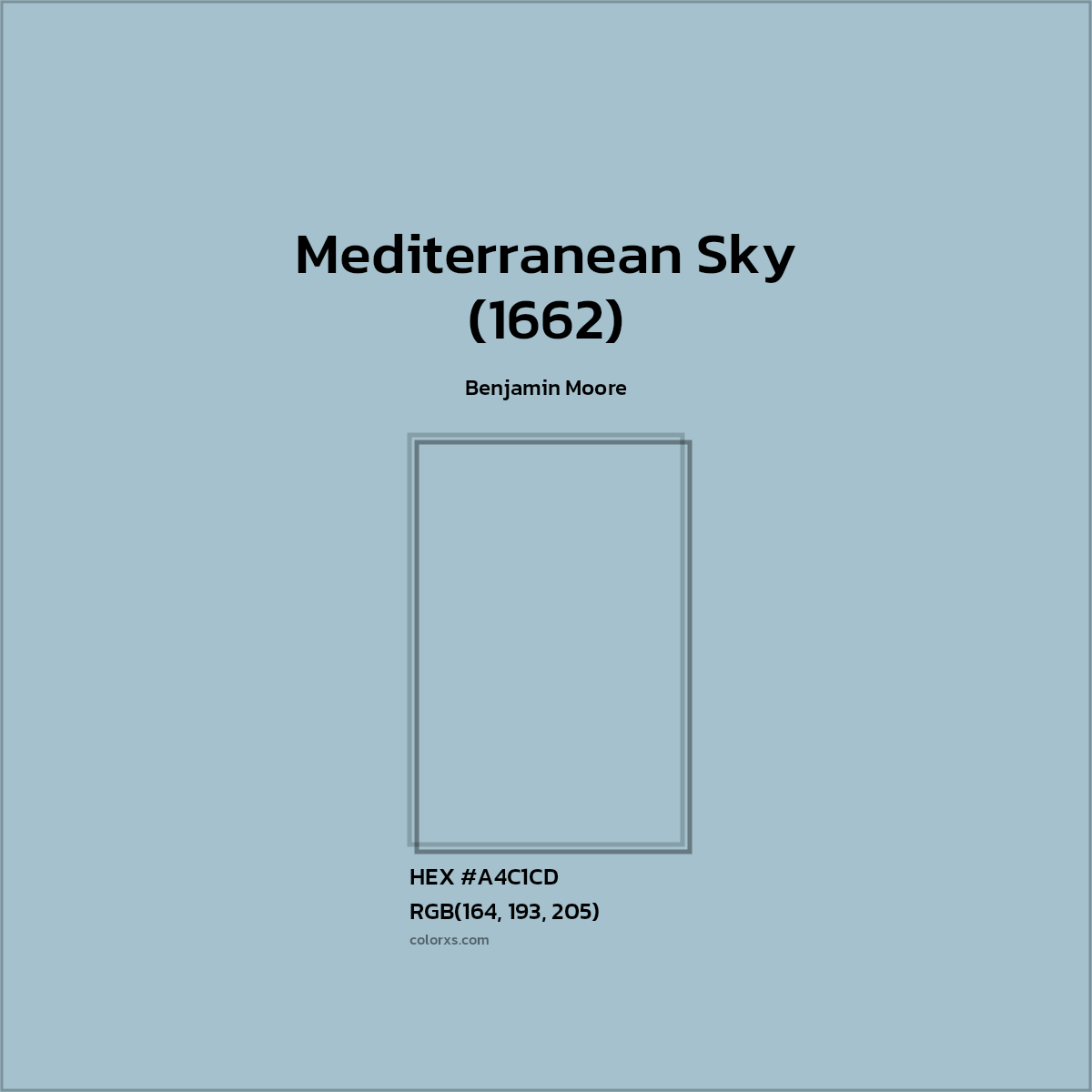#A4C1CD Mediterranean Sky (1662) Paint Benjamin Moore - Color codes and meaning | Matching colors and paints