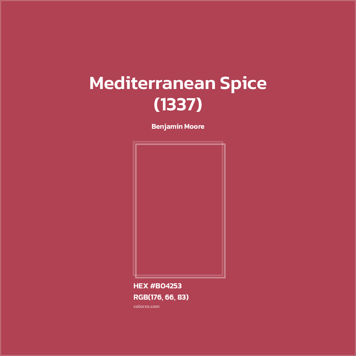 #B04253 Mediterranean Spice (1337) Paint Benjamin Moore - Color codes and meaning | Matching colors and paints