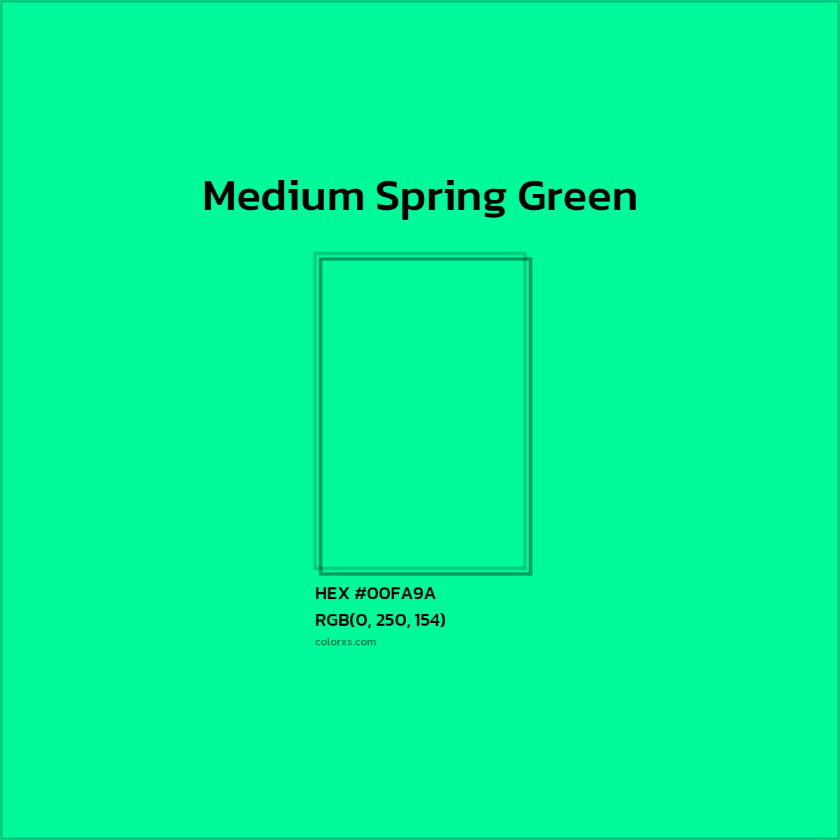 #00FA9A Medium Spring Green Color  - Color codes and meaning | Matching colors and paints
