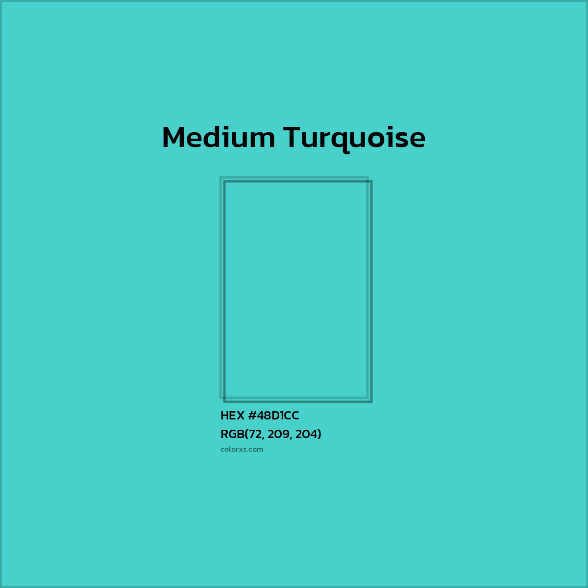 #48D1CC Medium Turquoise Color  - Color codes and meaning | Matching colors and paints