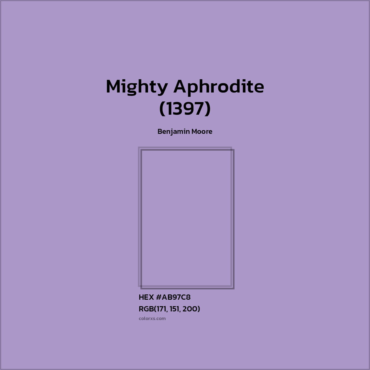 #AB97C8 Mighty Aphrodite (1397) Paint Benjamin Moore - Color codes and meaning | Matching colors and paints