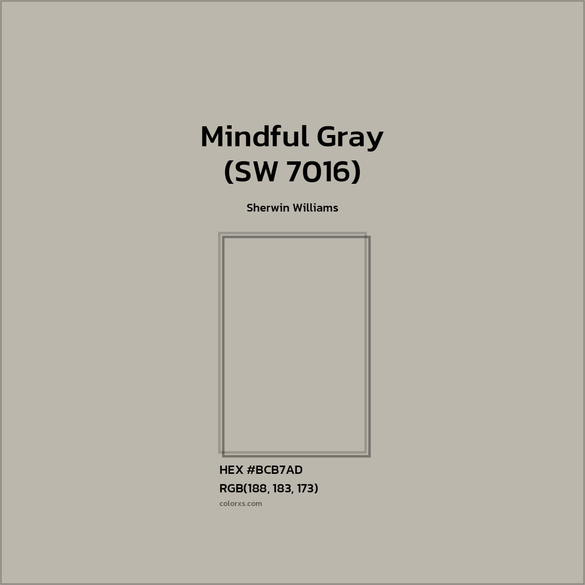 #BCB7AD Mindful Gray (SW 7016) Paint Sherwin Williams - Color codes and meaning | Matching colors and paints