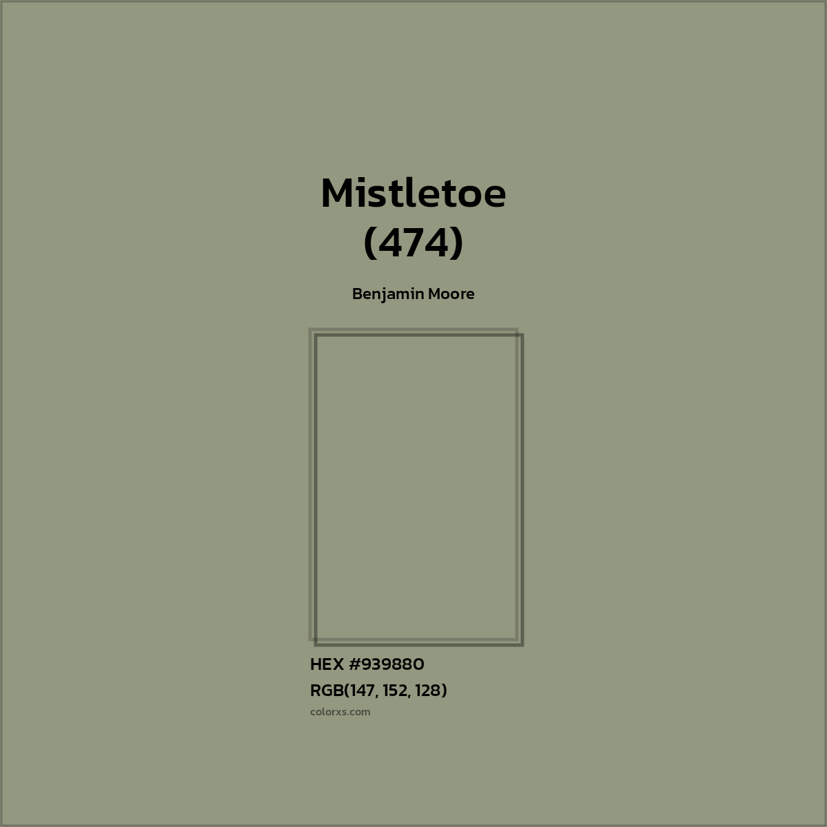 #939880 Mistletoe (474) Paint Benjamin Moore - Color codes and meaning | Matching colors and paints