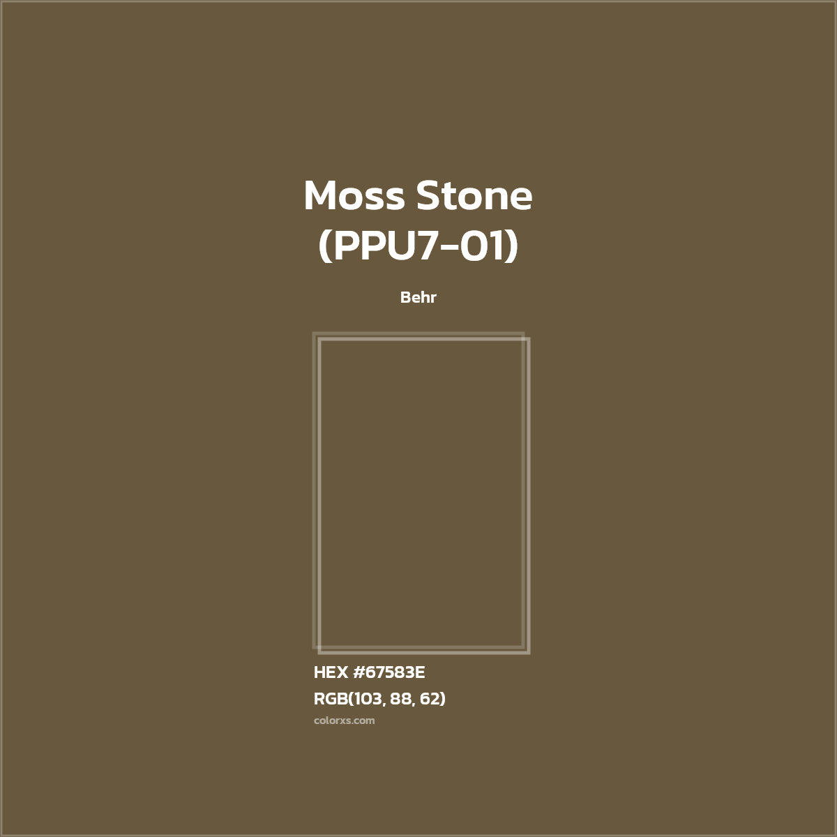 #67583E Moss Stone (PPU7-01) Paint Behr - Color codes and meaning | Matching colors and paints