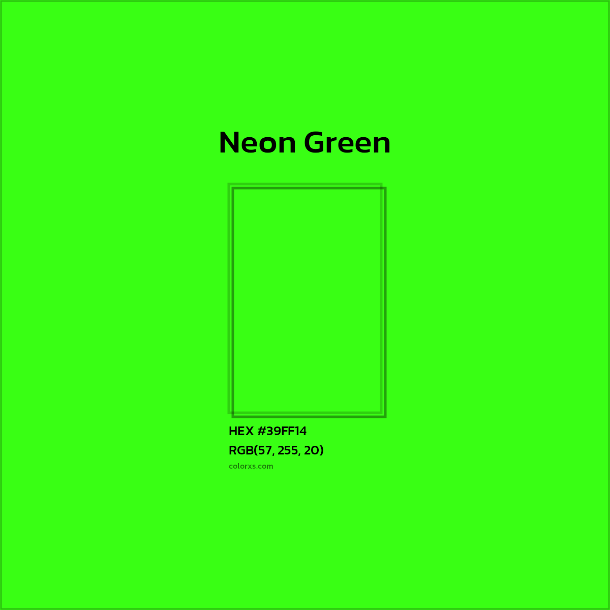 #39FF14 Neon Green Color  - Color codes and meaning | Matching colors and paints