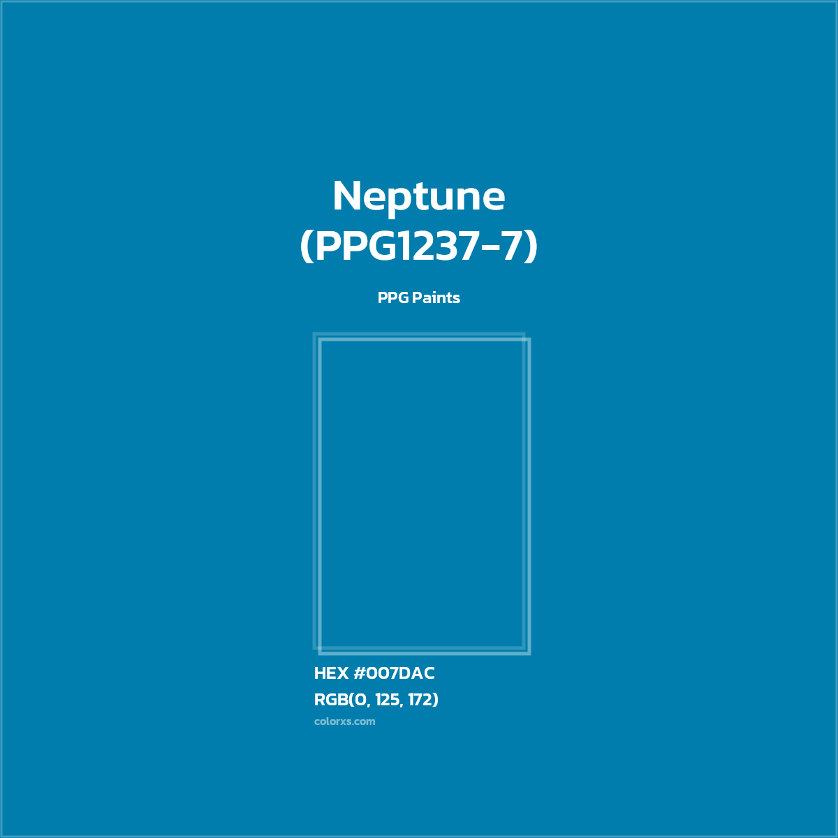#007DAC Neptune (PPG1237-7) Paint PPG Paints - Color codes and meaning | Matching colors and paints