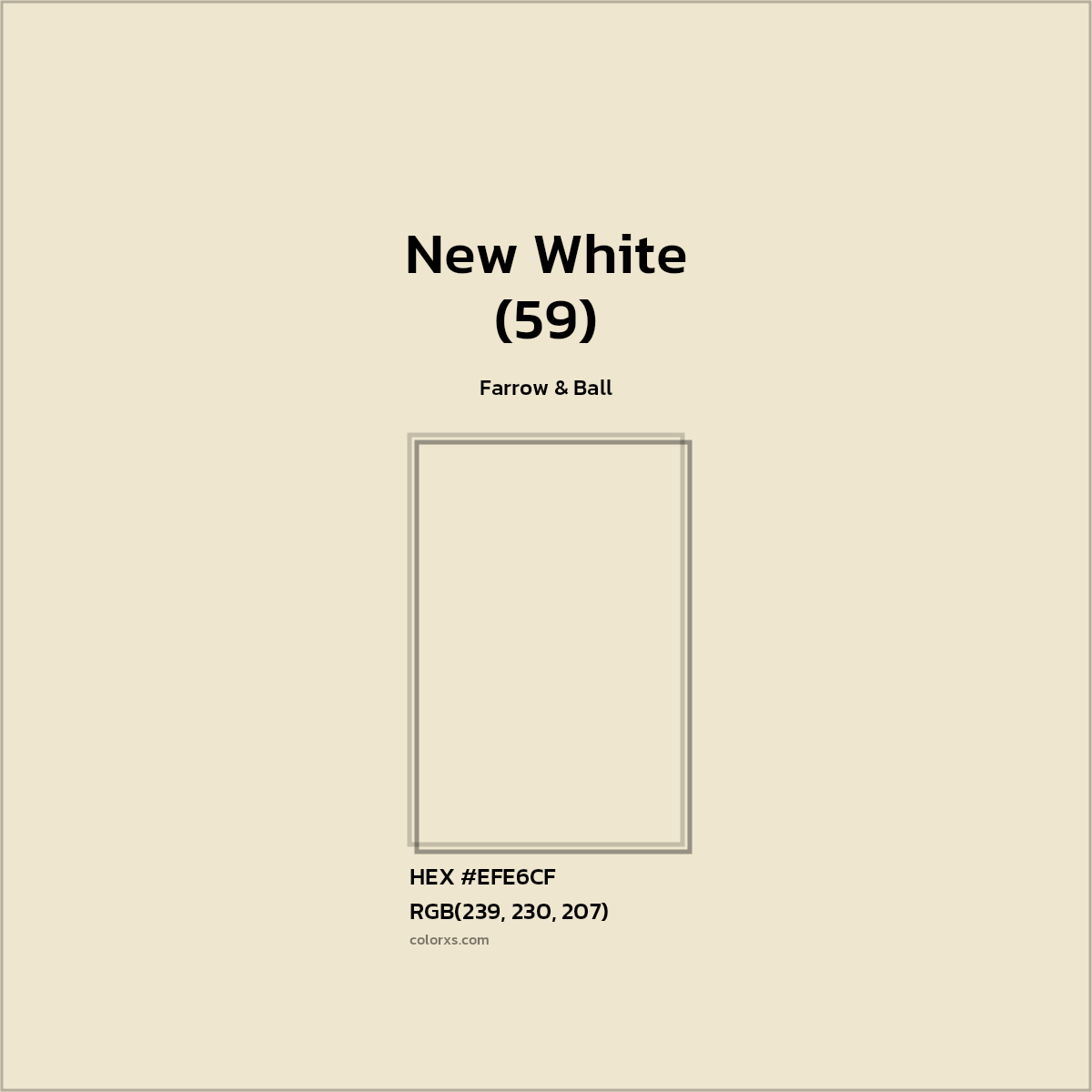 #EFE6CF New White (59) Paint Farrow & Ball - Color codes and meaning | Matching colors and paints