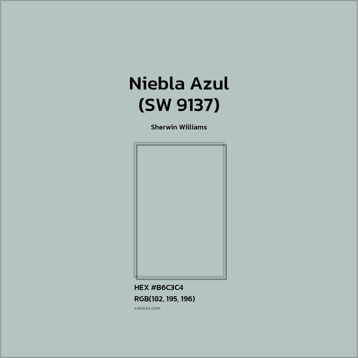 #B6C3C4 Niebla Azul (SW 9137) Paint Sherwin Williams - Color codes and meaning | Matching colors and paints